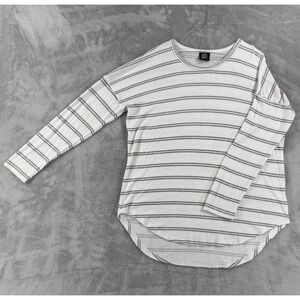 Bobeau Lightweight Sweater Womens XL Soft Comfortable White Gray Striped Stretch